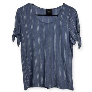 Anthropologie: W5 Blue Striped Short Sleeve Top Size M *2235